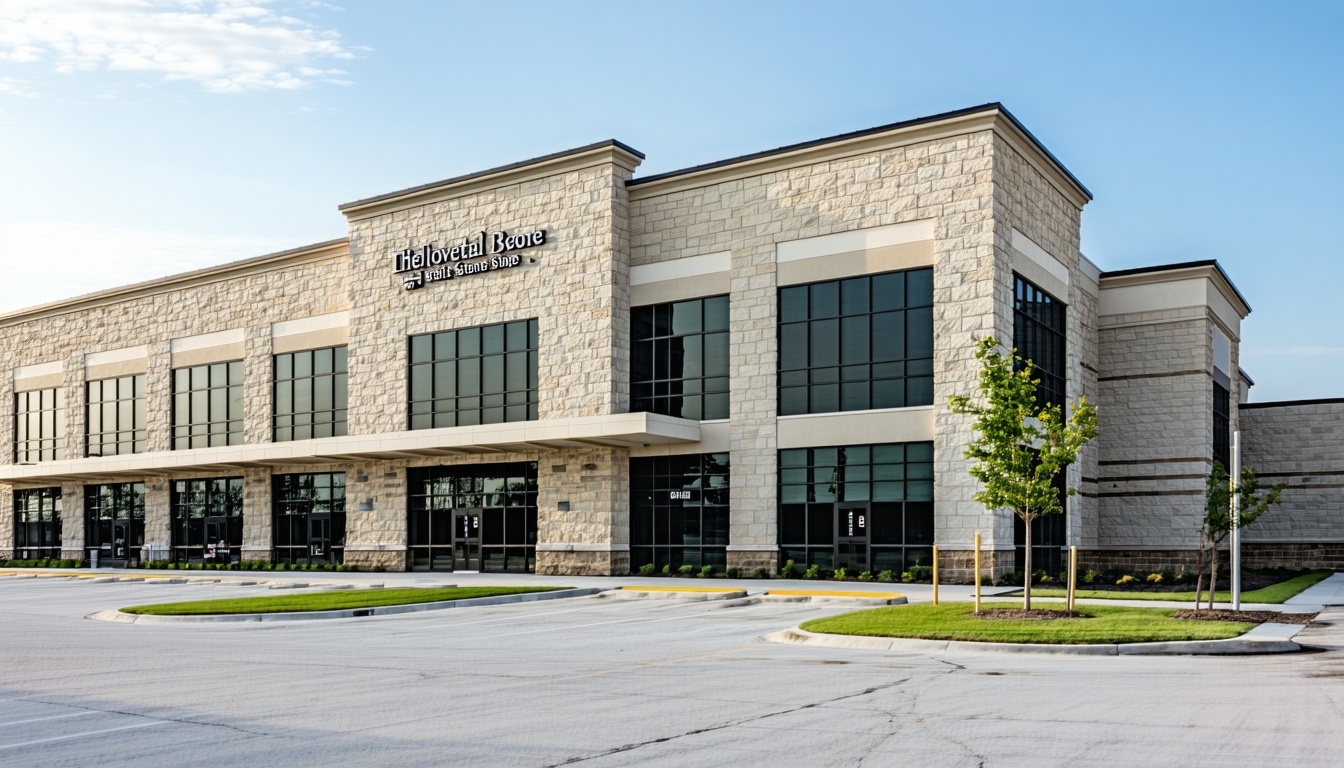 Stone veneer installation on a commercial building in the DFW Metroplex